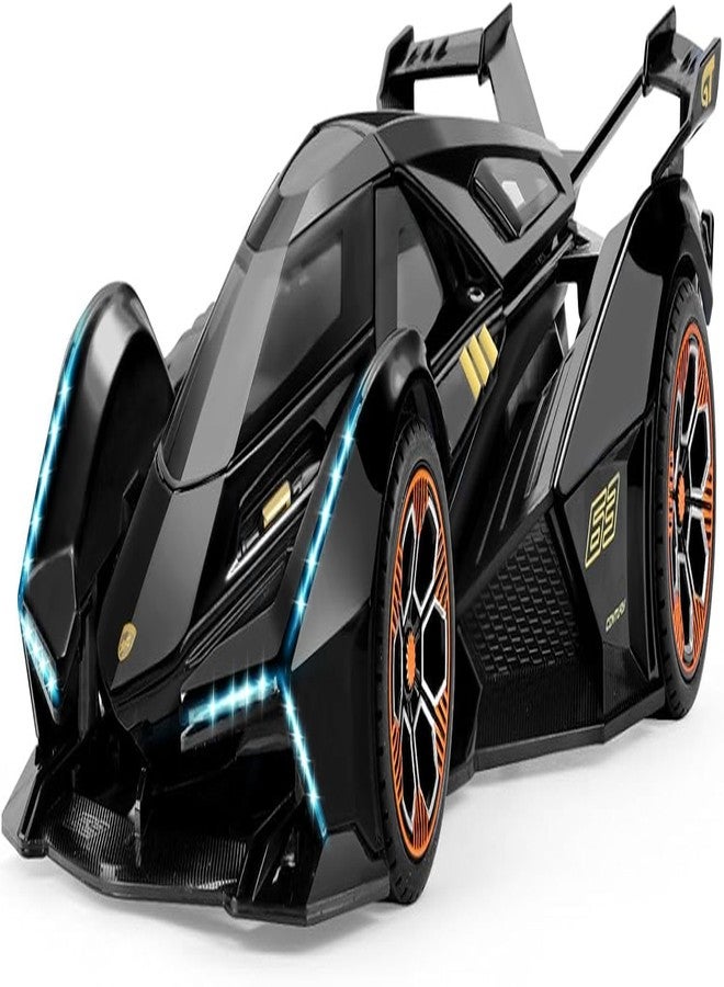 TONIRY Scale Exclusive Alloy Metal Pull Back Die-cast Car Model with Sound Light Mini Auto Toy for Kids Metal Model Toy Car with Sound and Light (1:22 Scale Lamborghini RANBO V12GT-BLACK) - Image 1